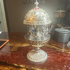 2002 Wallace Silversmiths Rotating Musical Carousel Silver Plate Works picture