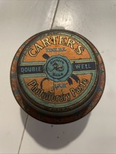 Antique Carter's Ideal Double Well Photolibrary Paste Jar Glass Litho Tin Lid  picture
