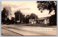 Vintage Red Top Cabins Route 611 Mt. Bethel PA Postcard Linen picture