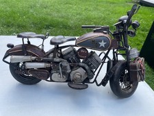 Vintage 1940s Metal Harley Davidson WWII US General Army Star Motorcycle Diecast picture