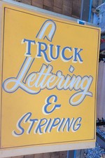 Vintage Original Hand Painted Truck and Lettering Striping Signs on Board 22x28