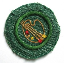 Vintage 1948-1955 Girl Scout DRAWING & PAINTING BADGE Artist Palette Patch BMG picture