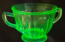 Federal Uranium Glass Vaseline Open Sugar Colonial Fluted Footed picture