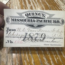 1879 Quincy Missouri & Pacific Railroad Annual Pass To Cornelius Van Horne picture