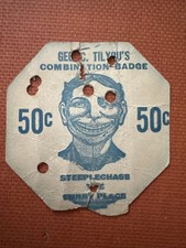 K66/ Coney Island Steeplechase Park Ticket Funny Place Face George Tilyou Badge2 picture