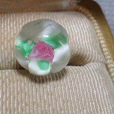 Vintage Glass Paperweight Diminutive Molded Top Button COLORFUL picture