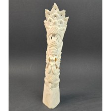 HAND CARVED COW / BOVINE BONE CARVING INDONESIA BALI TOTEM 8.5