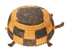 Vintage Tohono O'odham Papago Woven Turtle Basket w/ Tag Sally Ramon Fresnal AZ picture