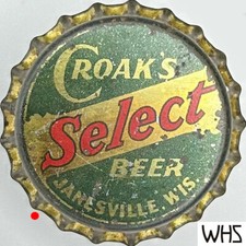 Croak's Select Sparta Bottling Works BEER cork lined beer bottle cap 1933-1939 picture