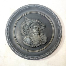 Antique 19th century J.M. Buccaneer Rubens terracotta pottery relief wall plate picture