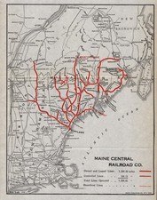 1922 Antique Maine Central Railroad System Map Vintage Railway Map 3122 picture