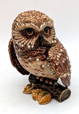 Jay Strongwater Bejeweled Enamel Cast Pewter Owl Figurine Highland Collection picture