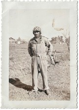 Vintage Old 1940s WWII Era Photo Man US TANK CREW UNIFORM Goggles World War 2 picture
