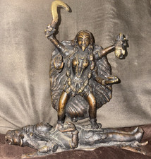 Kali Brass Statue Hindu Handmade “Wrath of Kali” Standing Over Shiva picture