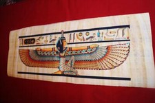 Huge Large Handmade Papyrus Egyptian Queen Winged ISIS Painting..32