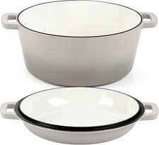 5 QT Dutch Oven Cooker with Lid, Enameled Cast Iron and Pan, 2-in-1 Set picture