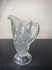 Vintage HTF U.S. Glass EAPG Bull's Eye and Fan Clear Child's Pitcher or Creamer picture