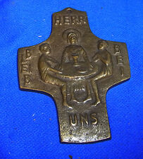 Vintage German Christianity Brass or Bronze Cross E.Weinert Time Inspirated #BQ2 picture