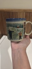 Vtg Otagiri Christmas Tree Hunting Coffee Mug Cup Winter Snowy Landscape | JAPAN picture