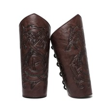 Medieval Leather Bracers Dragon Embossed Viking Leather Bracers Leather Arm A... picture