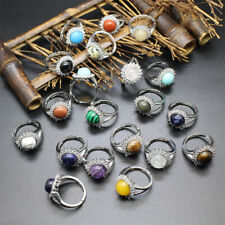 Natural Crystal Flower Round Bead Chakra Ring Quartz Jewelry Healing Reiki Gift picture