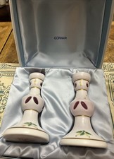 Vintage Gorham Christmas Candlesticks limited Edition Kamm Red &Milk Glass picture