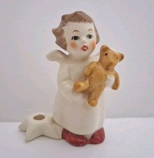 Vintage Goebel Angel Holding A Teddy Bear Figurine - Candle Holder picture