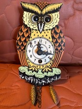 VINTAGE LINDEN NOVELTY OWL CLOCK MOVING EYES GERMANY NO KEY/PENDULUM UNTESTED picture