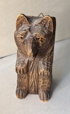 Vintage Made in Germany Carved Wood Bear Wall Pocket Match Holder picture