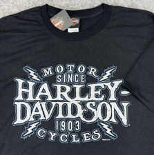 HARLEY DAVIDSON Men XL T-Shirt Motorcycles Since 1903 Lighting Graphic Black NWT picture
