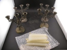 4 VTG  Mini Brass 3-Arm Candelabra Ornate Candle Holders Made in Italy picture