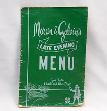 Vintage Moran & Galvins Late Evening Restaurant Menu Hillside Illinois 1950s Era picture