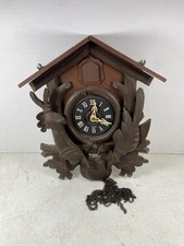 AS-IS Vtg German Cuckoo Clock Black Forest Wood Bird Rabbit Hunter No Weights picture