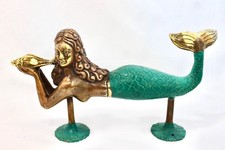 Mermaid Bronze Door Handle Knob lost wax cast Verdigris Green 10.5