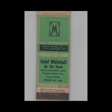 Matchbook Cover 1930s Advance Match Hotel Whitehall On The Beach Daytona Beach F picture