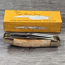 VINTAGE PARKER EAGLE BRAND M105-5SB SMOOTH BONE 5-BLADE SOWBELLY POCKET KNIFE picture