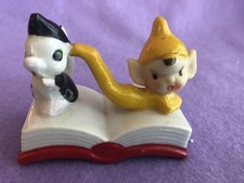 Rare Pixie Elf On Book W Skunk Ceramic Japan Vintage picture