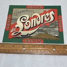 Antique Circa 1910 Grand Hotel de Londres Naples Italy Luggage Label Richter EX picture