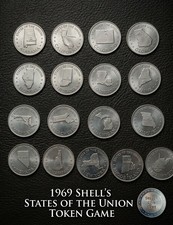 Vintage 1969 Shell States of the Union Coin Game Collection — 17 Tokens picture