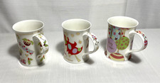 3 Dunoon Festive Christmas Fine Bone China Mugs - Tracy Atkin - Made in England picture