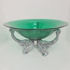 Vintage Arthur Court Elephant Stand AlumInum Signed Italy w/ Original Green Bowl picture