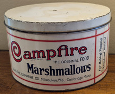 Vintage Campfire Marshmallows 5 LB Tin Milwaukee, WI Cambridge, Mass picture