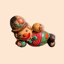 Hobo CLOWN Figurine Laying Down Ball Plaster Chalkware picture