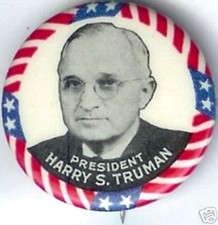 1948 HARRY S. TRUMAN campaign pin pinback button political president election picture
