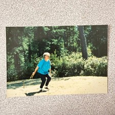 Woman Playing Horseshoes 1980s 1990s Snapshot Photograph Outdoor Game picture