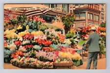 San Francisco CA-California, Street Flower Vendors, Vintage Postcard picture