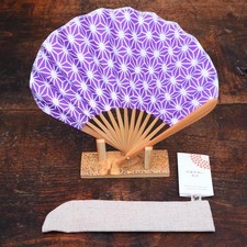 Nugoo Hand-Dyed Tenugui Round Fan Hemp Leaves Design picture
