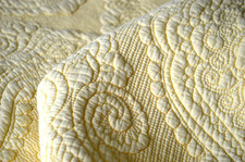 NICOLE MILLER YELLOW MATELASSE COVERLET BEDSPREAD QUEEN SZ QUILTED FLORALS VGC picture