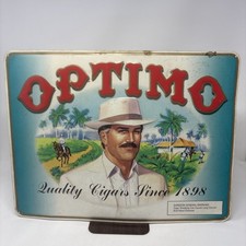 Vintage OPTIMO Quality Cigars Embossed Advertising Metal Sign 17.5”x12.5” picture