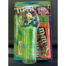 Vintage 2001 M&M's Minis Toy & Pop Dispenser Yellow Biker Extreme Sports Team picture